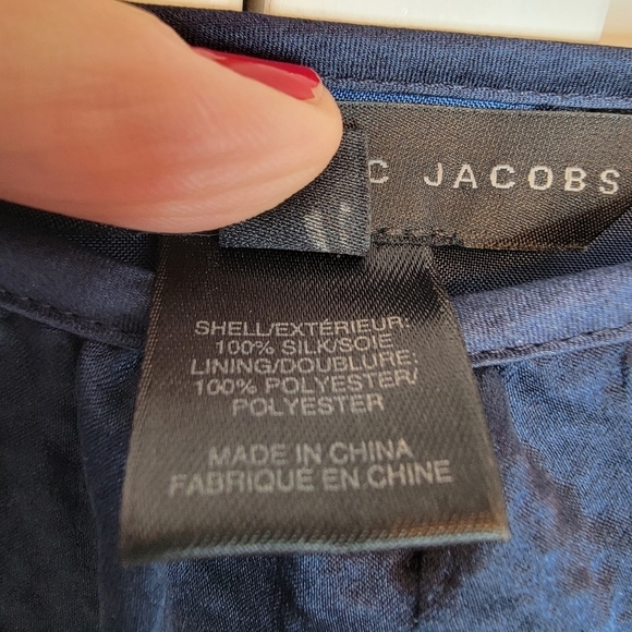 MARC BY MARC JACOBS Pollyanna Silk Dress Navy Blue Sz 4 Ruffle‎ A Line Y2K Party - Picture 12 of 16